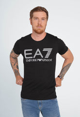 Camiseta Emporio Armani Preto Cotton Logo Ea7 Branco - LIVE