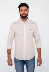 Camisa Tommy Hilfiger ml Regular Fit Xadrez Areia