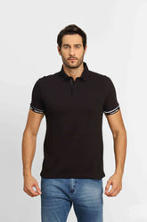 Polo Masculina Calvin Klein Slim Fit c/ Zíper Logo Punho Preto