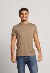 Camiseta Psycho Bunny Pima Logo Peito Cáqui