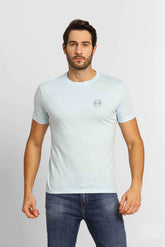 Camiseta Armani Exchange Regular Fit Logo Circular Azul Claro