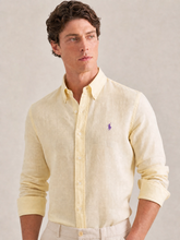 Camisa Ralph Lauren ML Custom Fit Linho Amarela Pony Roxo