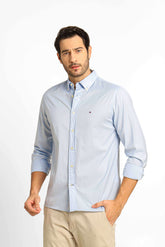 Camisa Tommy Hilfiger ml Regular Fit Flex Poplin Azul