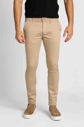 Calça Masculina Alfaiataria Skinny Fit Zip Off Bege - Henri Store
