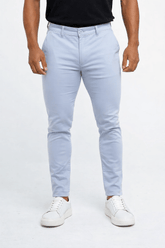 Calça Masculina Skinny Fit Alfaiataria Zip Off Azul Bebê LIVE - Henri Store