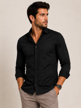 Camisa Calvin Klein Ml Slim Fit Logo Bordado Peito Preto - Henri Store