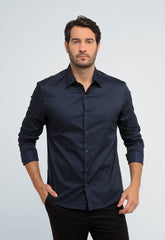 Camisa Calvin Klein ml Slim Fit Poliamida Marinho - Henri Store