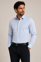 Camisa Calvin Klein ml Slim Fit Tricoline Azul Claro - Henri Store