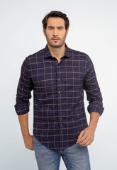 Camisa Dom Henrico Masculina Azul Marinho Xadrez Slim Fit Manga Longa Casual - Henri Store