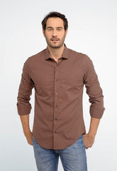 Camisa Dom Henrico Masculina Xadrez Pequeno Laranja Slim Fit Estilo Casual Moderno - Henri Store