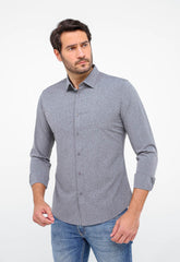 Camisa Dom Henrico Ml Slim Fit Cinza Mescla - Henri Store