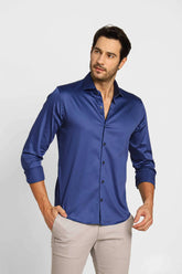 Camisa Dom Henrico ml Slim Fit Milano Acetinada - Henri Store