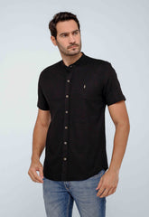 Camisa Red Feather Mc Gola Padre Linho Preta - Henri Store
