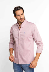 Camisa RL Custom Fit Listra Vermelha / Small Poney Marinho - Henri Store