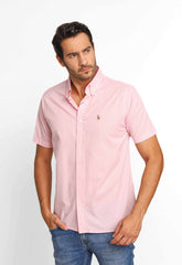 Camisa RL Manga Curta Custom Fit Rosa Xadrez Ponei Colorido - Henri Store