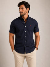 Camisa RL Mc Marinho Lisa Com Poney Vermelho - Henri Store