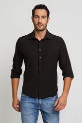 Camisa Scavo ml Slim Fit Preta - Henri Store