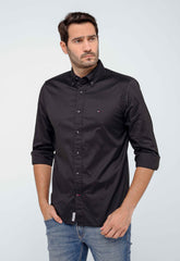 Camisa Tommy Hilfiger ml Regular Fit Flex Poplin Preto - Henri Store
