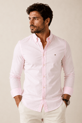 Camisa Tommy Hilfiger Ml Slim Stretch Poplin Rosa Claro - Henri Store