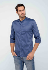Camisa Zip Off Ml Gola Padre Azul Estanho - Henri Store
