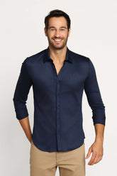 Camisa Zip Off Ml Marinho Dark Blue 80068 - Henri Store