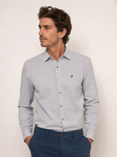 Camisa Zip Off Ml Relaxed Fit Azul Com Pingo Branco - Henri Store