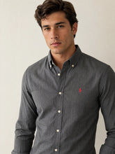 Camisa Ralph Lauren Custom Fit Cinza Poney Vermelho