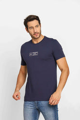 Camiseta Armani Exchange Slim Logo Central Marinho - Sale - Henri Store