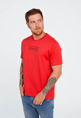 Camiseta Calvin Klein Logo Central Vermelho - Henri Store