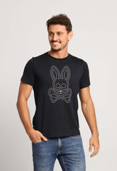 Camiseta Psycho Bunny Pima Logo Central Preto - Henri Store