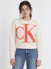 Moletom Calvin Klein Jeans Top Logo Grande Off White Infantil - Henri Store