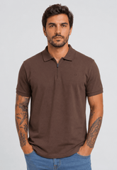 Polo Calvin Klein Piquet Meio Zíper Masculina Slim Fit - Henri Store