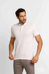 Polo Masculina Calvin Klein Logo Retilínea Slim Fit Branco - Henri Store