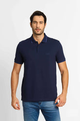 Polo Masculina Calvin Klein Regular Básica Com Friso Marinho - Henri Store