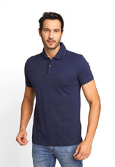 Polo Masculina Calvin Klein Slim Fit Básica Relevo Azul Marinho Friso - Henri Store