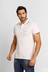 Polo Masculina Slim Fit Tommy Hilfiger Cuff Branco - Henri Store