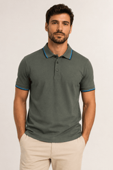 Polo Piquet Classic Ellus Verde Militar Gola - Henri Store