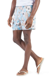 Short Taco Flex Sublimado Estampado Hibisco Azul Claro - Henri Store