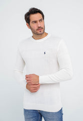 Suéter RL Detalhado Branco C/ Poney Marinho - Henri Store