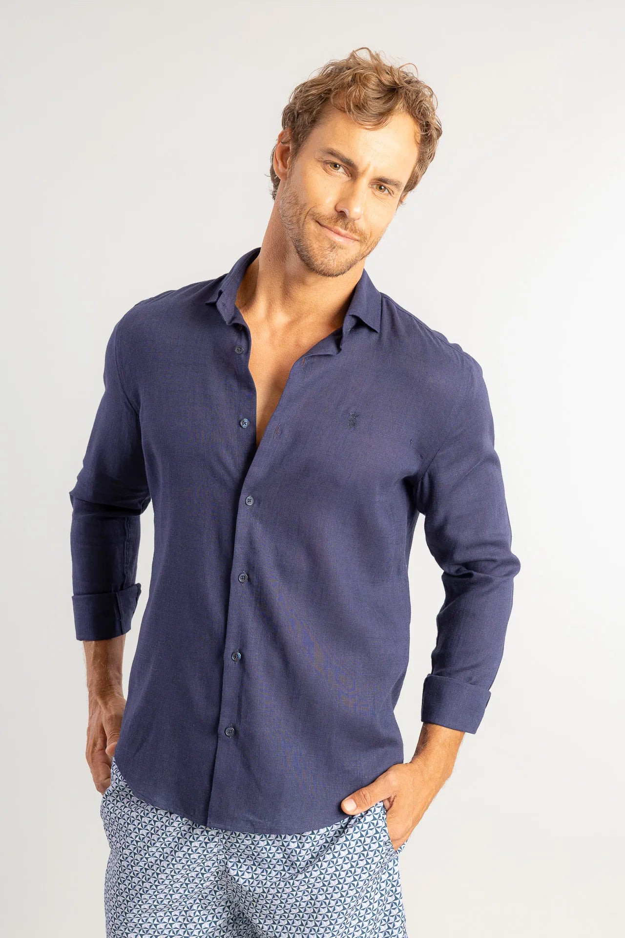 Camisa Sergio K em Linho Manga Longa