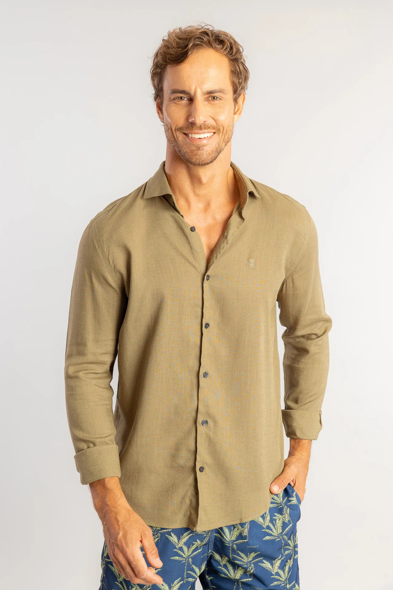 Camisa Sergio K em Linho Manga Longa