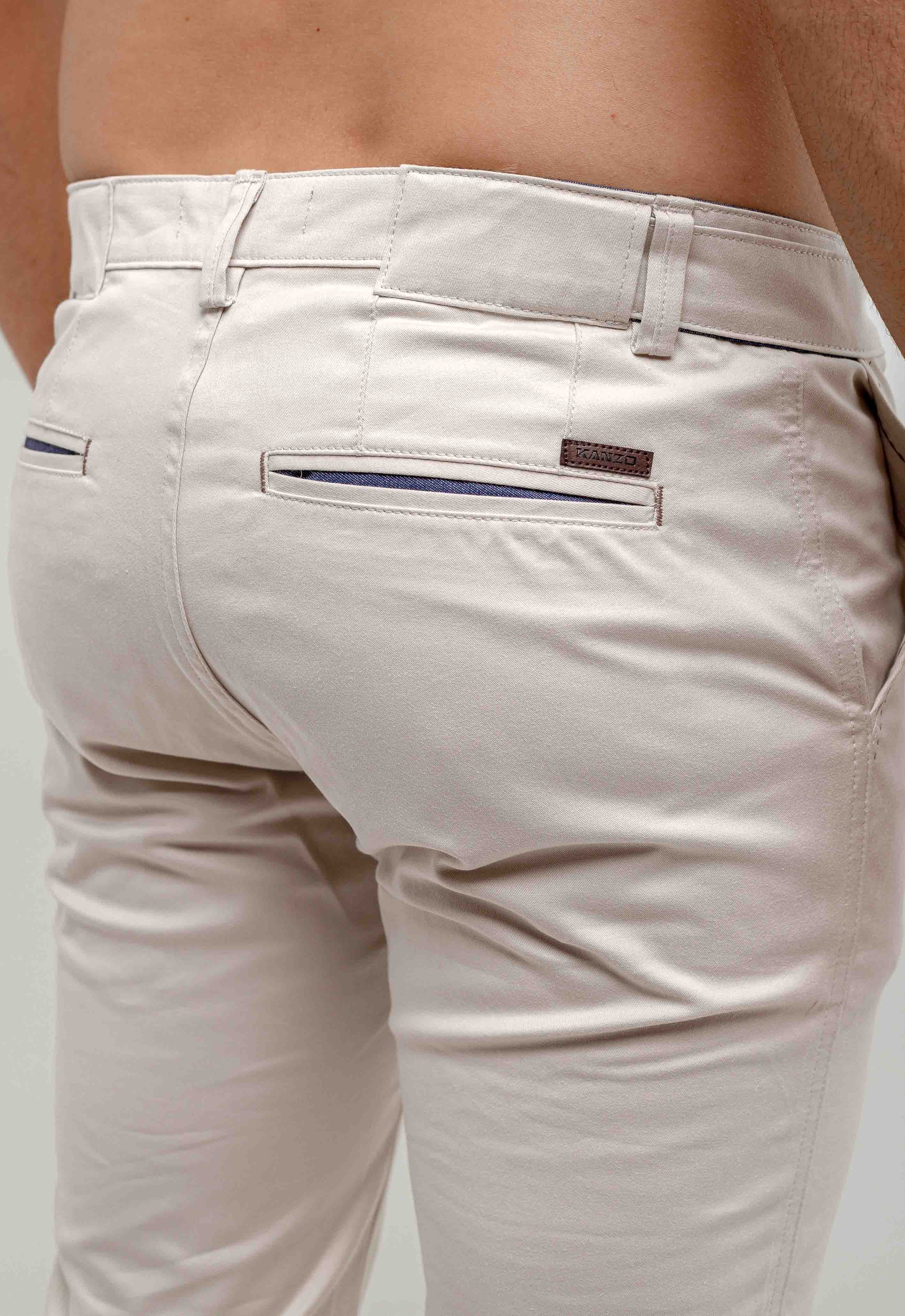 Calça Kanzo Slim Fit Bege Claro