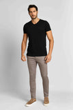 Calça Masculina Alfaiataria Skinny Fit Zip Off Cinza Grafite