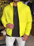 Jaqueta Calvin Klein C/ Capuz Logo Frontal Amarelo Fluor