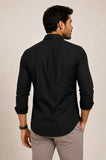 Camisa Calvin Klein Ml Slim Fit Logo Bordado Peito Preto
