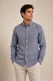Camisa RL Manga Longa Custom Fit Azul / Small Poney Verde