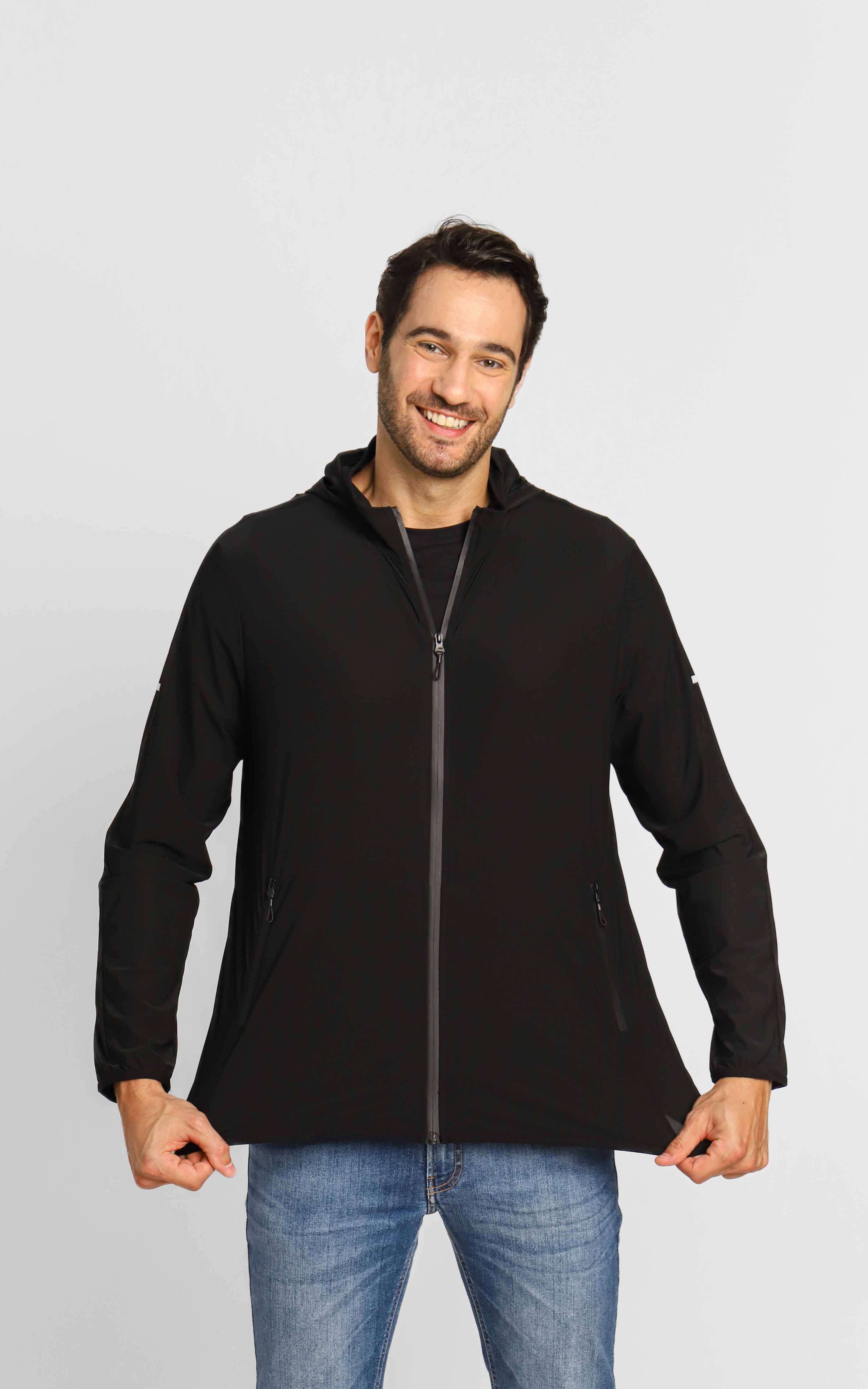 Jaqueta Dom Henrico Dry Fit Capuz Removível Preto