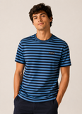 Camiseta Lacoste Regular Fit Listrada Azul - LIVE