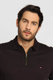 Polo Masculina Regular Fit Tommy Hilfiger Modal Zip Preto