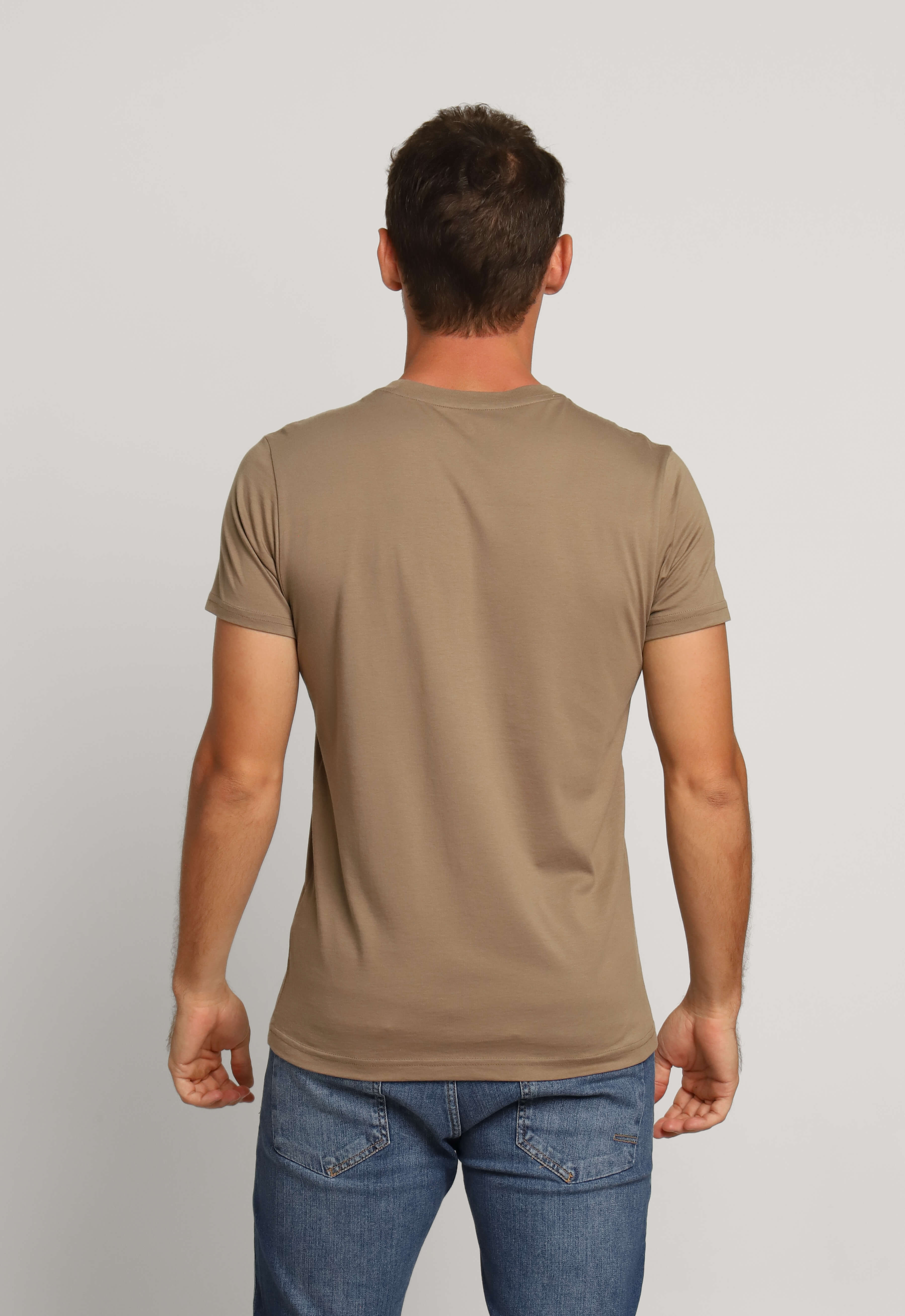 Camiseta Psycho Bunny Pima Logo Peito Cáqui